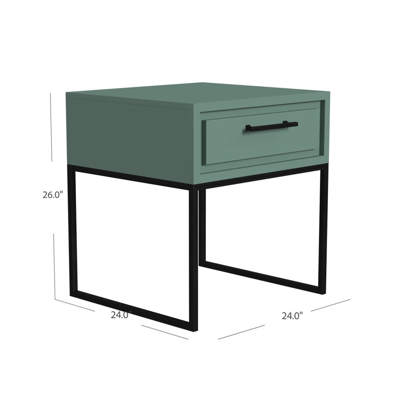 Arnay 1-Drawer End Table, Sage Green
