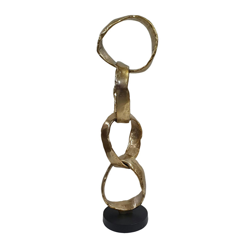 Sculpture décorative à anneaux imbriqués - 7 x 6 x 24,5 po - or