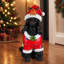 Statue de Noël chien caniche avec tenue de père Noël