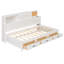 Lit de jour simple en bois avec 3 tiroirs de rangement, tablette souple supérieure, tablette et ensemble de prises et ports USB