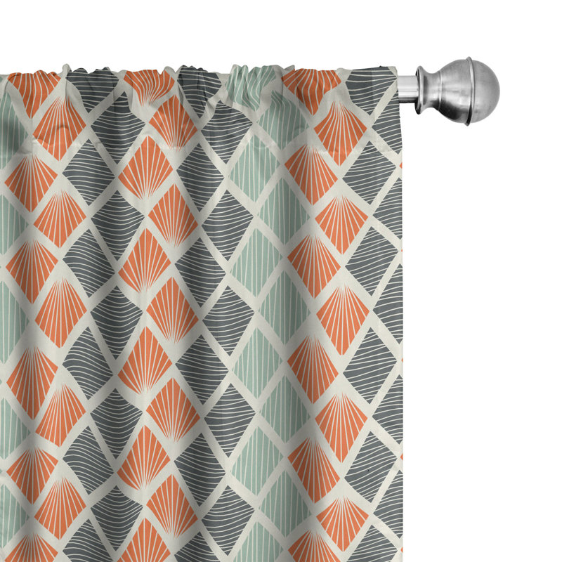 Geometric Semi-Sheer Rod Pocket Curtain Panels, 28" x 63"