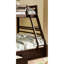 Lit superposé simple au-dessus d'un lit double transitionnel en bois massif au fini noyer foncé, attaché, deux grands tiroirs de rangement, 10 pièces Lattes en haut et en bas avec tiroirs pour le rangement, lattes, rails de sécurité