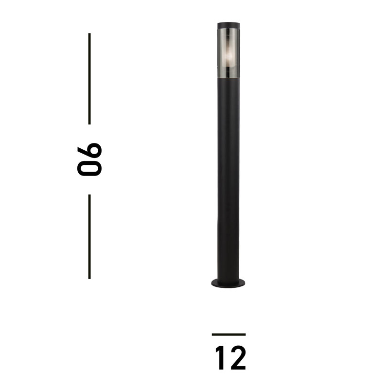 Tarik Smoked Bollards, 90cm H x 12cm W x 12cm D
