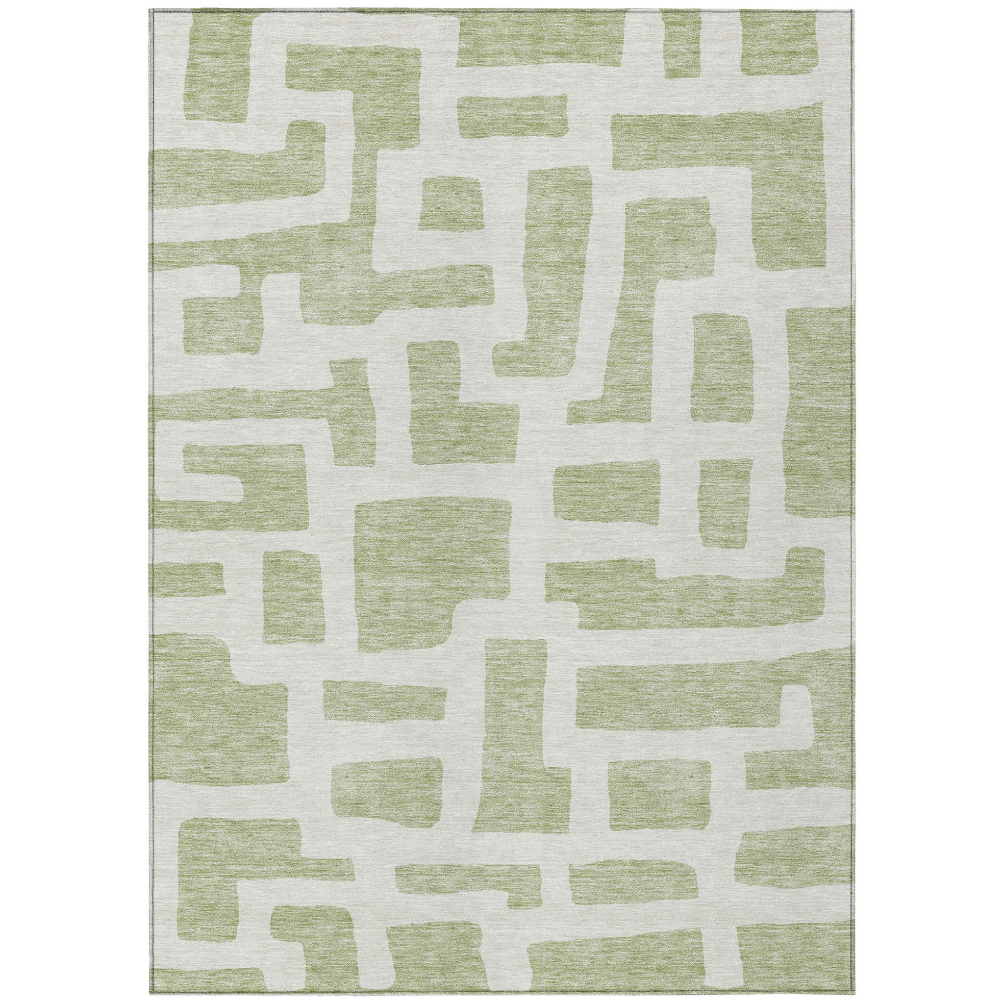 HomeRoots 3' X 5' Artichoke Green And Ivory Abstract Washable Indoor ...