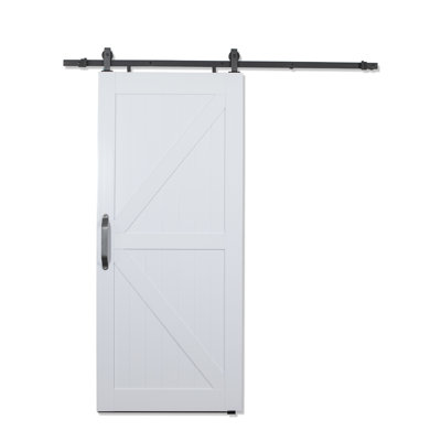 Porte de grange à panneaux en PVC / vinyle Montana avec ensemble de quincaillerie d'installation