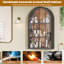 Armoire murale arquée fabriquée à la main avec porte en verre trempé - rangement en acier et bois peu encombrant