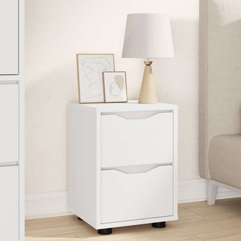 30.5cm W Manufactured Wood Bedside Table, White