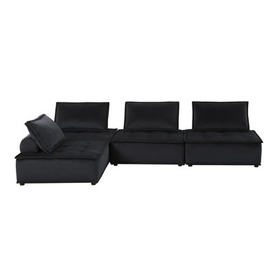4 Piece Modular Sectional Sofa With Tufted Seat Design