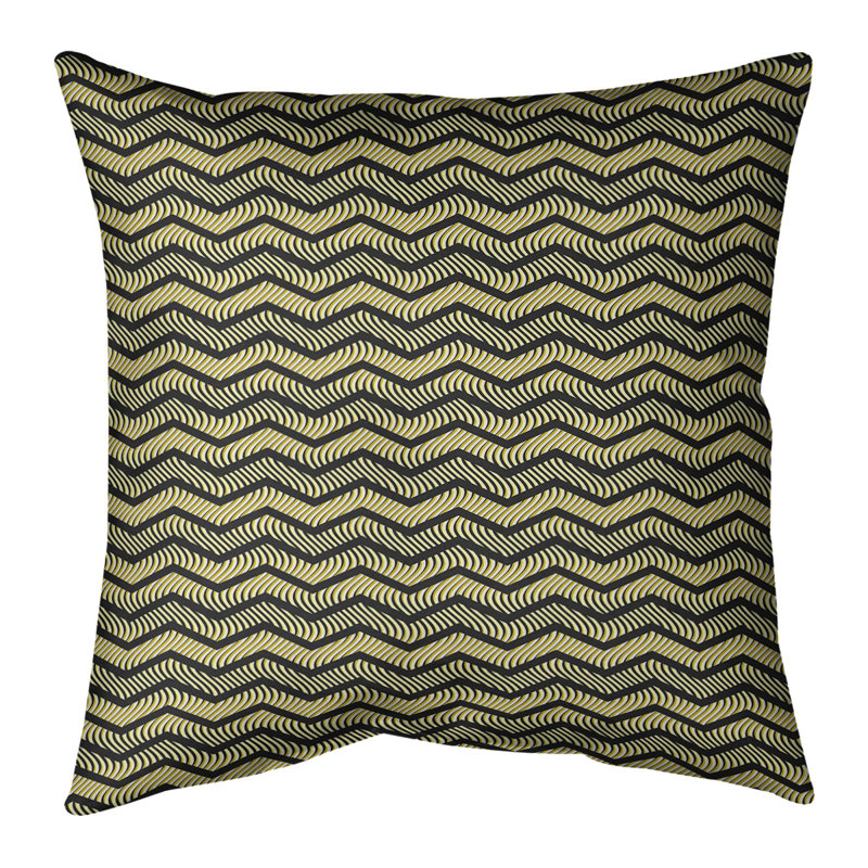 Coussin Rhonda, Duvet synthétique, H 18 po x l 18 po, Noir / Jaune