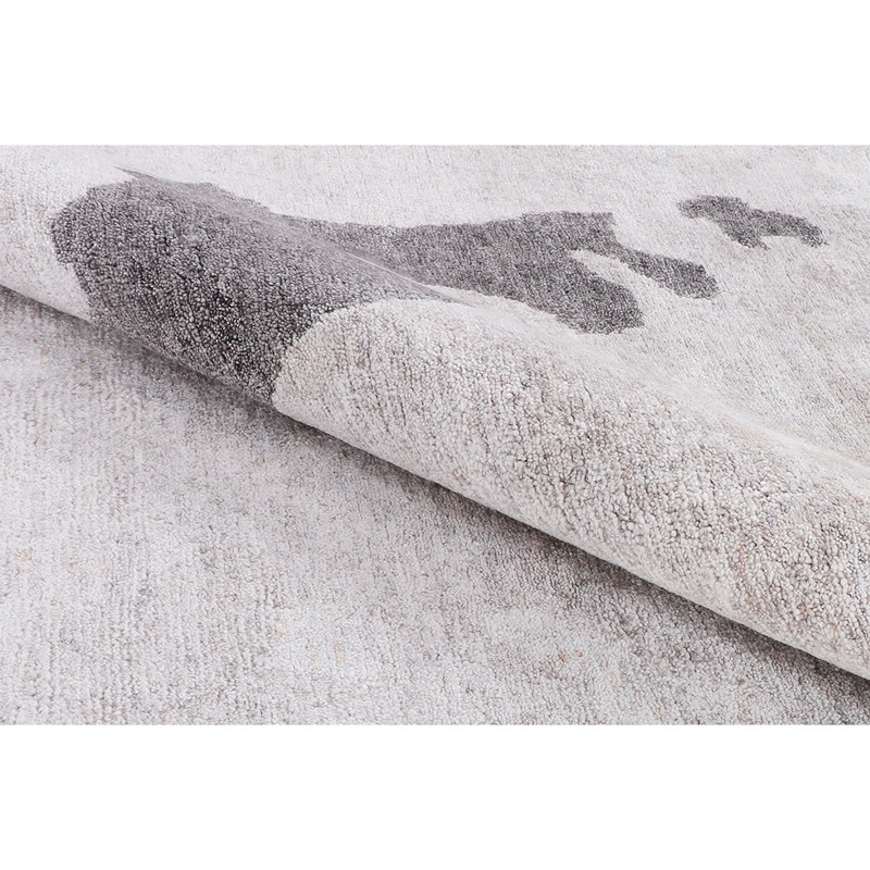 Tapis gris anthracite / gris tissé à la main, Rectangle 9 pi x 12 pi