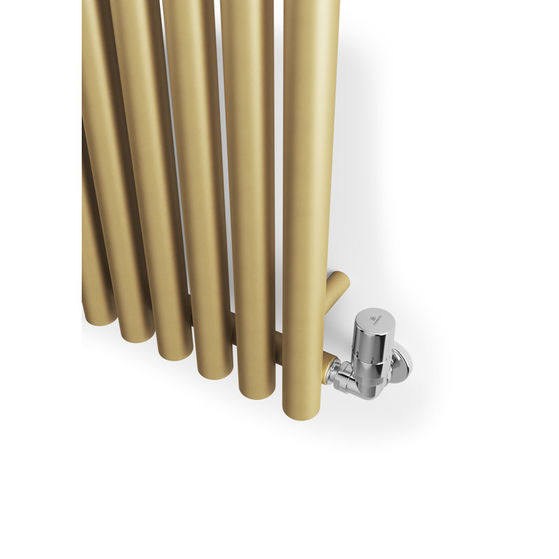 Rolo Room Cylindrical Bar Reversible Designer Radiator, Gold, 1800mm H x 590mm W x 96mm D