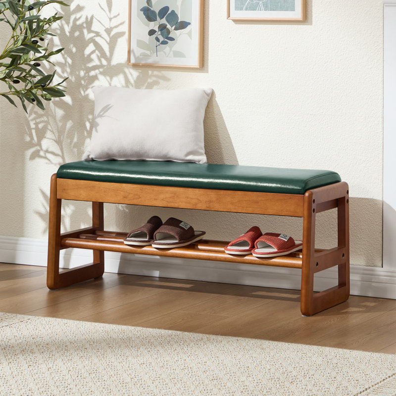 Entryway Shoe Organizer Bench with Open Storage, GREEN