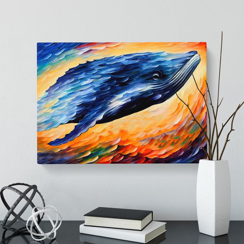 Whale Painting Abstract - Wrapped Canvas, 50cm H x 76cm W x 3cm D