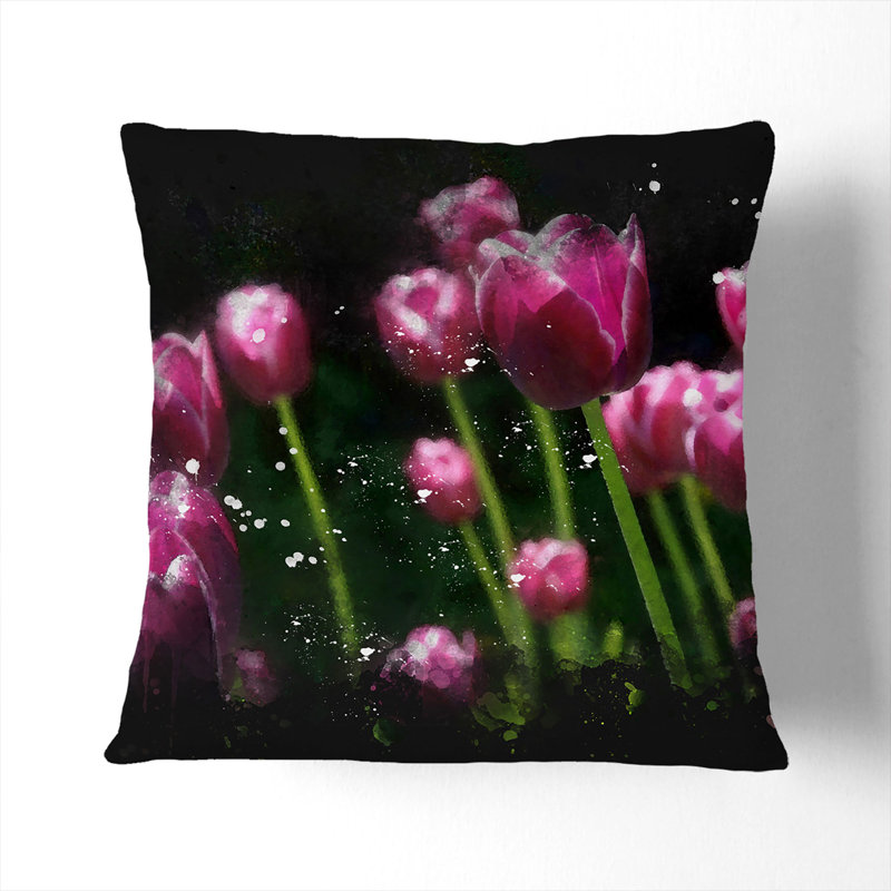 Pink Tulip Flowers Scatter Cushion, 40cm H x 40cm W x 15cm D