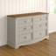 Wes 6 Drawer (3+3) Wide Chest of Drawers, Pine Wax Finish, Corona Design-20461127
