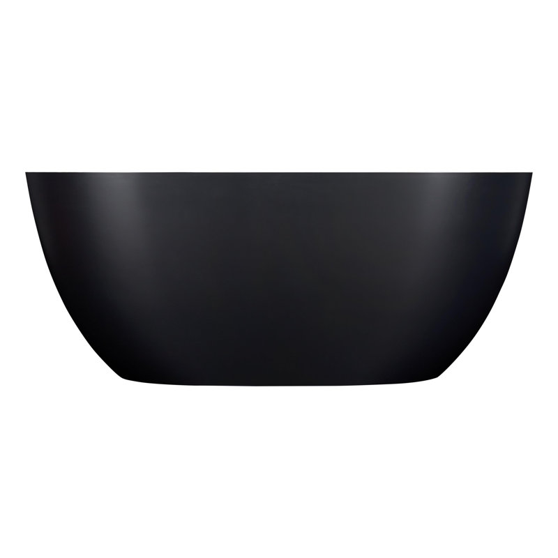Catino 59" Solid Surface Soaking Freestanding Tub - Matte Black, Matte White Interior