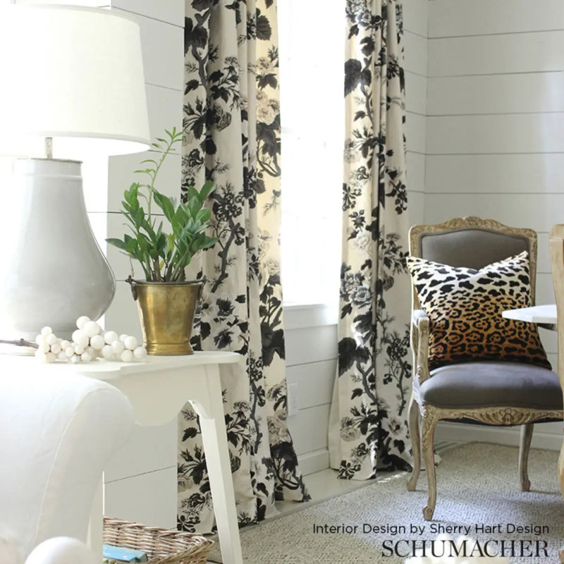 Pyne Hollyhock Fabric, Charcoal