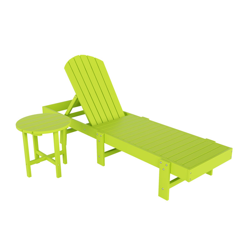 Altura Outdoor Chaise Lounge with Table, Lime Yellow