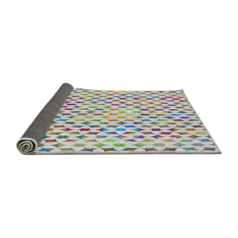 Tapis rose/bleu/vert à motifs Borgey, Rond 7 pi