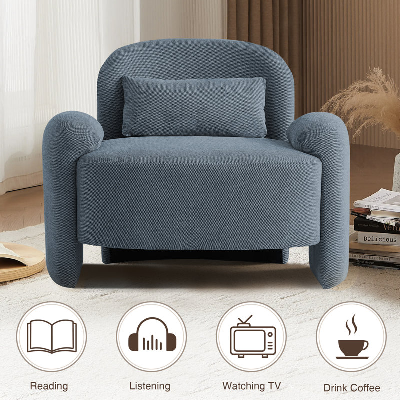 37.2 Wide Oversized Upholstered Sofa Chair, Blue