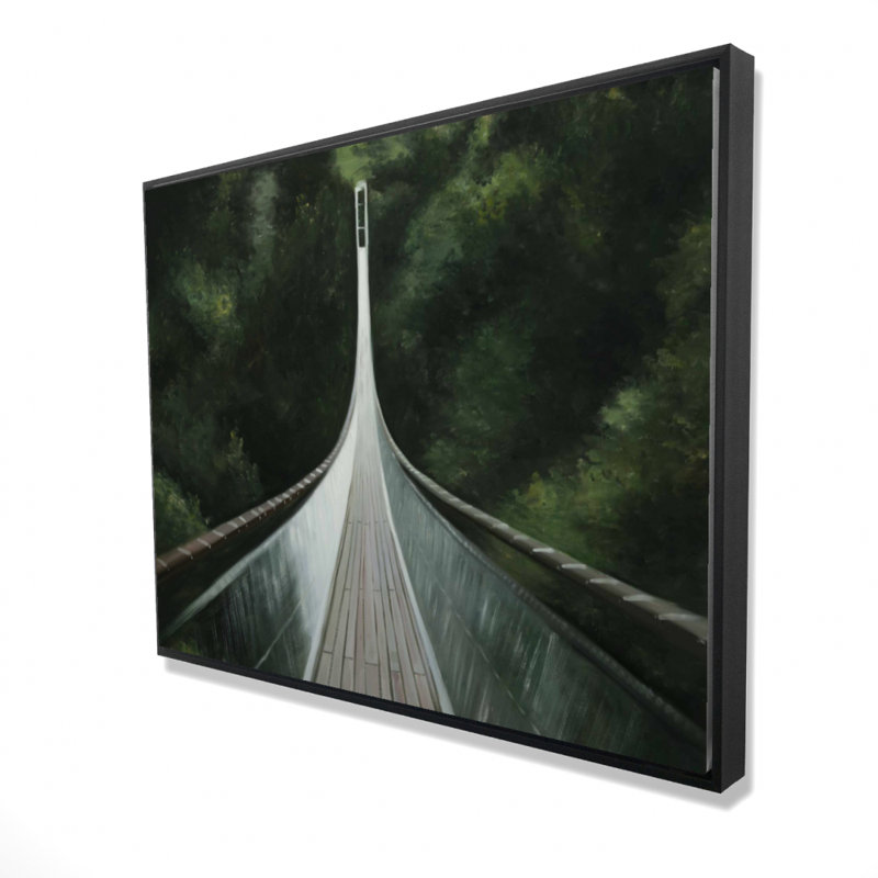 Steep Bridge - Green Bridge Framed Canvas for Home Decor