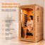 Sauna infrarouge lointain à faible champ électromagnétique pour une personne, sauna de 1476 W avec 6 éléments chauffants, luminothérapie 7 couleurs et bois massif de qualité supérieure, pour une détente et un bien-être optimaux.
