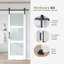 3 Lite 84"H Frosted Glass Sliding Barn Door Wood Interior Closet Doors with Installation Hardware Kit-108985600