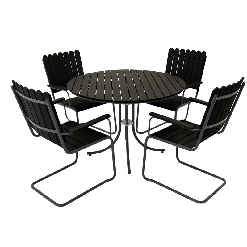 Bjarne 4 - Person Patio Dining Set with Round Table, Black