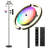 Hemion 72.8" RGB LED Black Torchiere Modern Floor Lamp with Remote Control and Foot Switch