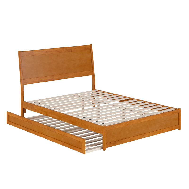 Avdesh Solid Wood Sleigh Trundle Extra Bed, Queen, Light Toffee