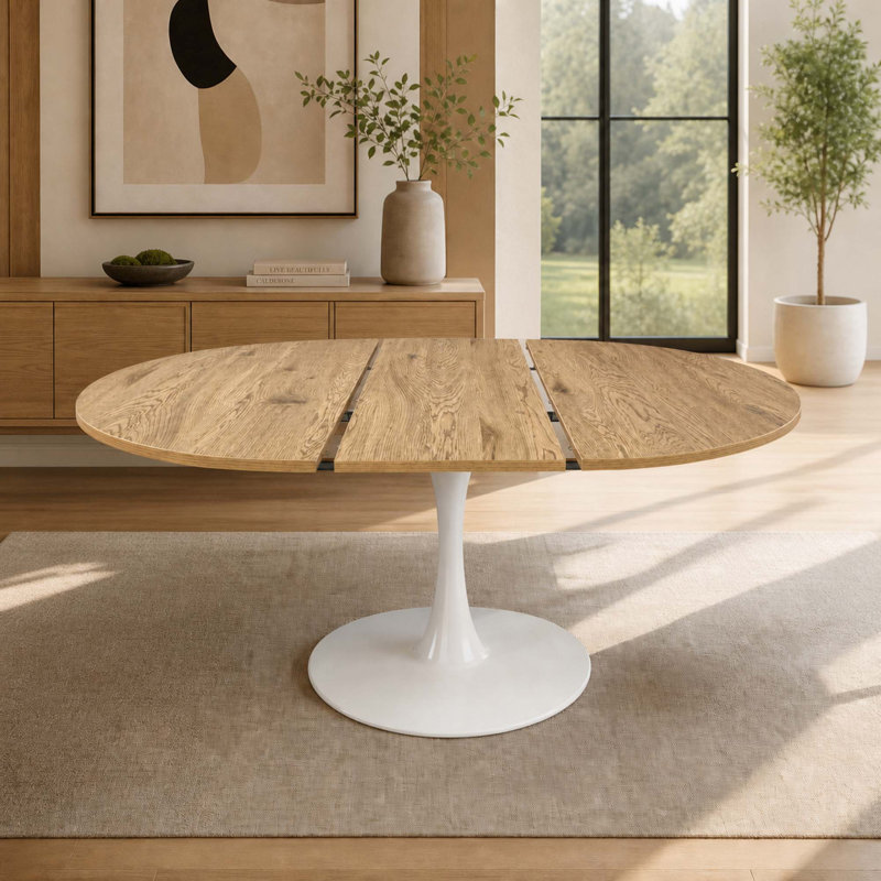 Table de salle à manger extensible moderne pour réunions de famille, Natural