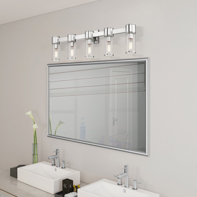 Éclairage de salle de bain 5 lumières à intensité variable Edgerin, Chrome poli
