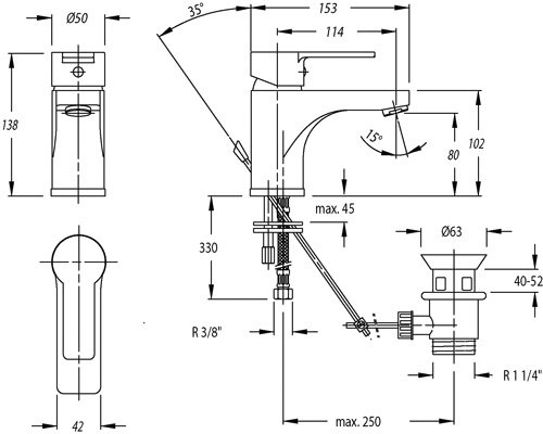 Shirleen Monobloc Basin Mixer, Pop-up Waste
