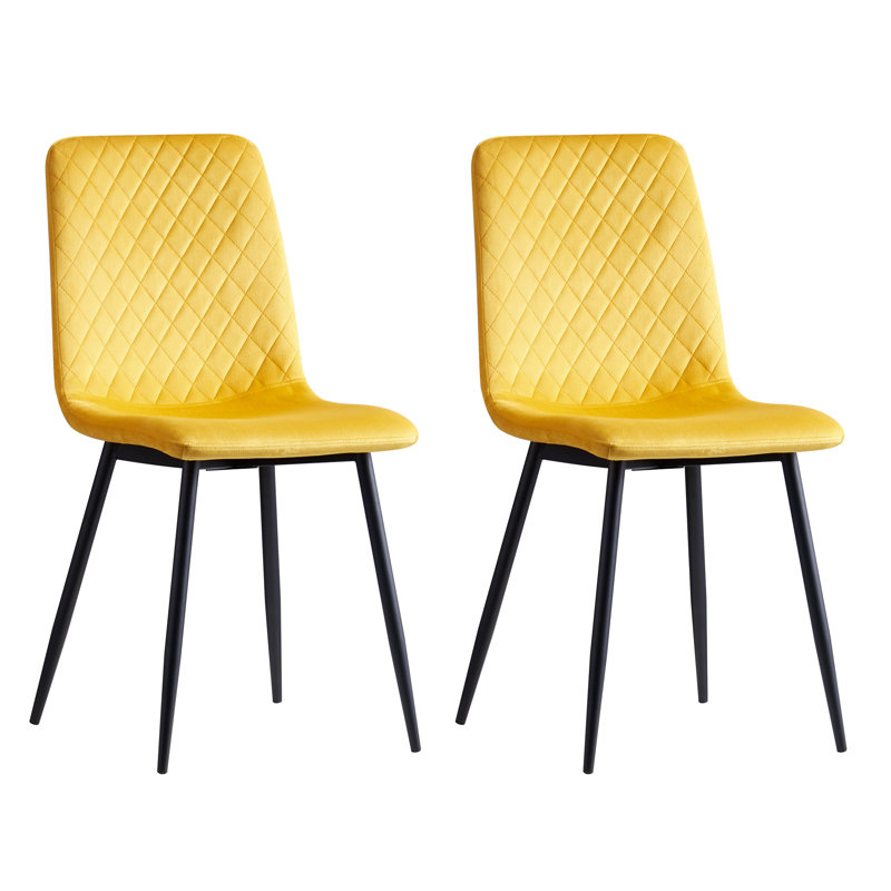 Upholstered Dining Chair, Yellow, 2