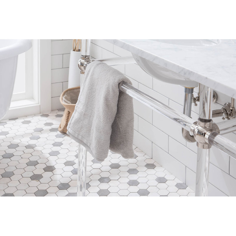 Empire Stone Oval Console Bathroom Sink with Faucet and Overflow, Polished Nickel
