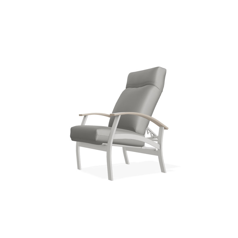 Chaise de patio inclinable avec coussins Askar, Salée, Désert P60, Neige texturée