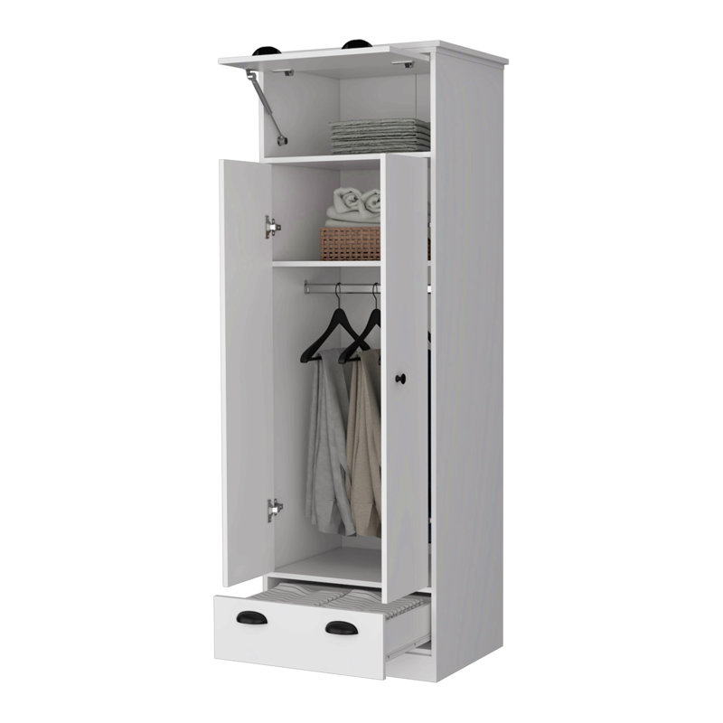 Armoire blanche à 1 porte et 1 tiroir, Blanc