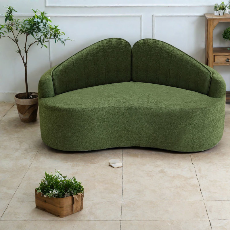Canapés verts peu encombrants, tissu chenille pour petites maisons, style rétro