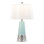 Lampe de table contemporaine en céramique 22 pouces avec corps bleu foncé et argent et abat-jour blanc