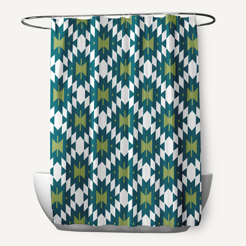  Kilim 2 Geometric Print Single Shower Curtain, Teal