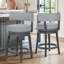 Tabouret de comptoir pivotant rembourré de 61 cm (24 po), pivotant à 360°, avec assise et dossier rembourrés, structure en bois massif, repose-pieds et garniture cloutée.-957258365-958391965-936388591
