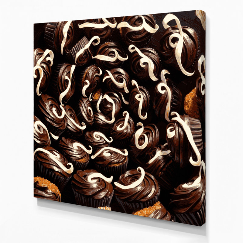 Desserts Hostess cupcakes Black Canvas Wall Art, H 12 po x l 12 po