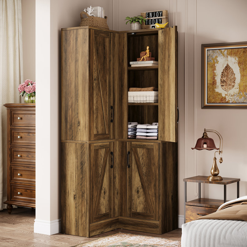 Armoire d'appoint de coin autoportante 66,93 po Lucinda
