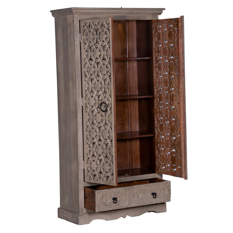 Sargeant Solid Wood Armoire, Smoke Grey