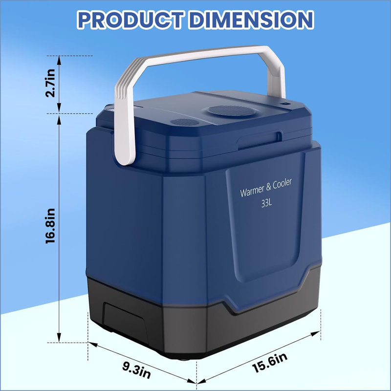 Glacière et refroidisseur électrique de 35 pte (33 L), réfrigérateur de voiture portable avec poignée à verrouillage automatique, refroidisseur de voiture 12v pour véhicule et camion, cordon d'alimentation CA 110v, refroidisseurs à brancher