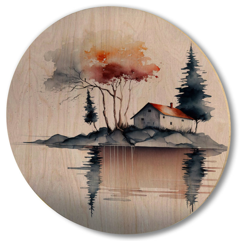 «Red Watercolor Tree» par A Little Country House III, H 29 po x l 29 po x P 1 po