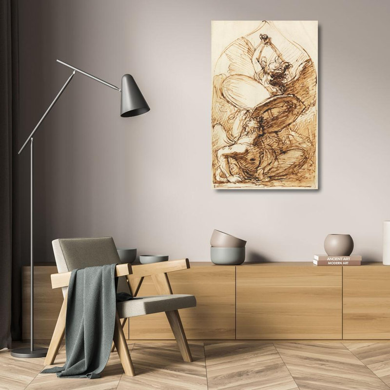 «St. Michael and Lucifer» par Benjamin West - Art mural sur toile tendue avec châssis, H 24 po x l 17 po