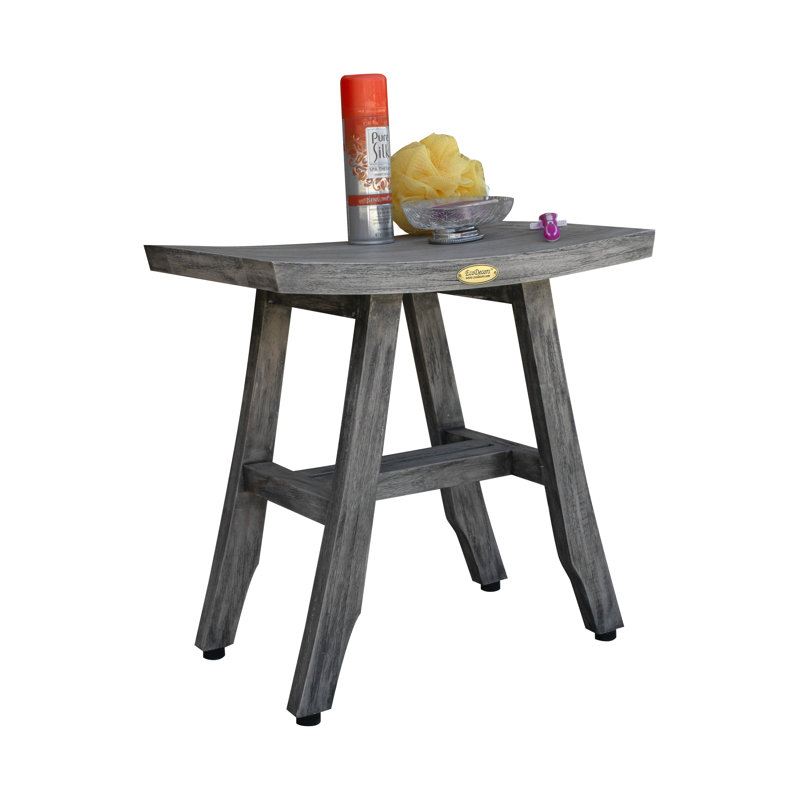 Satori 18 in. W x 12 in. D Teak Shower Bench in Coquina Grey, Dark Grey