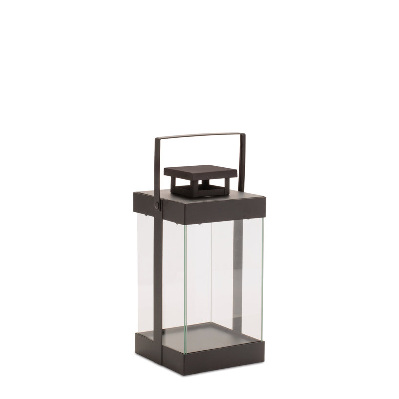Lanterne carrée moderne en fer et verre (ensemble de 2)
