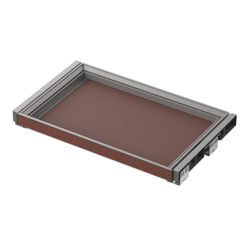 Support de rangement coulissant, gris et brun café, structure en alliage d'aluminium avec doublure en cuir, glissière épaissie, convient à une largeur de placard de 28,5 po à 30 po